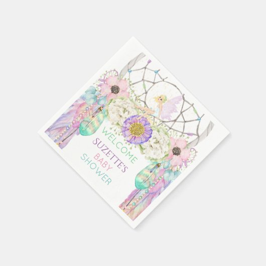 Fairy Dream Catcher Feather Lavender Pink Minze Serviette (Ecke)