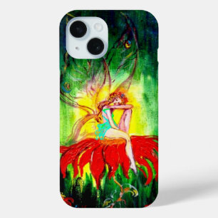 FAIRY DREAMING AUF DER ROTEN BLUME grün gelb iPhone 15 Hülle