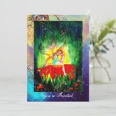 FAIRY DREAMING AUF EINER ROTEN BLUME blau gelb, gr Einladung (Stehend Vorderseite)
