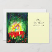 FAIRY DREAMING AUF EINER ROTEN BLUME goldgelb grün Einladung (Rückseite)