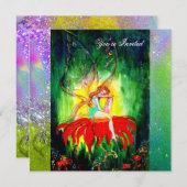 FAIRY DREAMING AUF EINER ROTEN BLUME lila gelb, gr Einladung (Vorne/Hinten)
