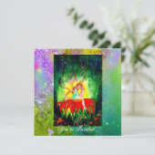 FAIRY DREAMING AUF EINER ROTEN BLUME lila gelb, gr Einladung (Stehend Vorderseite)