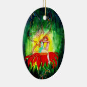 FAIRY DREAMING AUF EINER ROTEN BLUME, VIBRANT RUBY KERAMIKORNAMENT (Rechts)