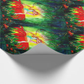 FAIRY DREAMING ON RED BLUME Green Yellow Fantasy Geschenkpapier (Ecke)