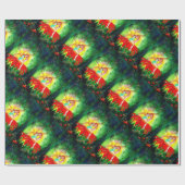 FAIRY DREAMING ON RED BLUME Green Yellow Fantasy Geschenkpapier (Flach)