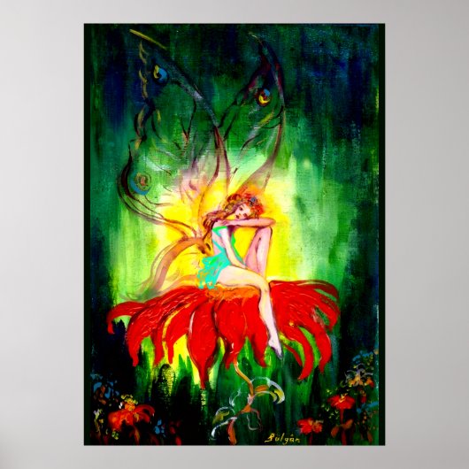 FAIRY DREAMING ON THE BLUME Fantasy Poster (Vorne)