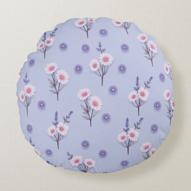 Fairy Dust Daisies Rundes Kissen (Vorderseite)