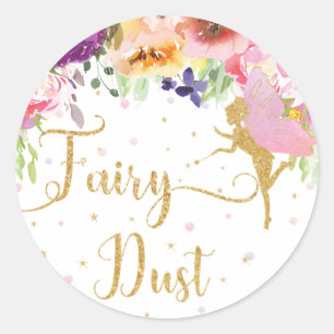 Fairy Dust Lila Floral Gefallen Danke Runder Aufkleber