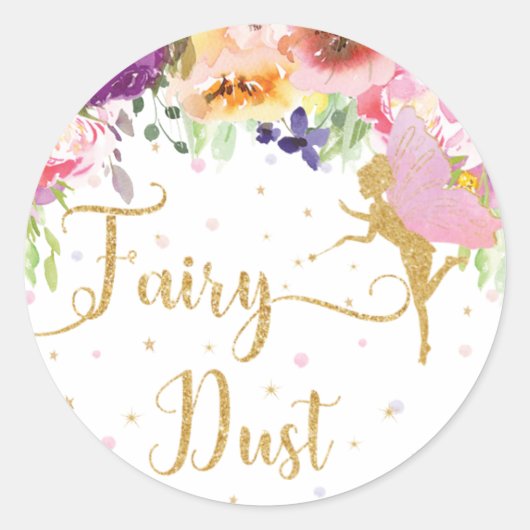 Fairy Dust Lila Floral Gefallen Vielen Dank Runder Aufkleber (Vorderseite)