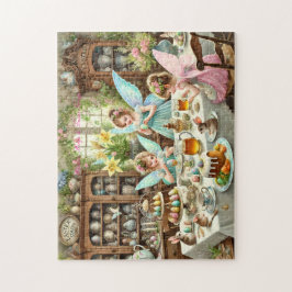 Fairy Easter Kitchen Whimsical Tea Party Scene Puzzle