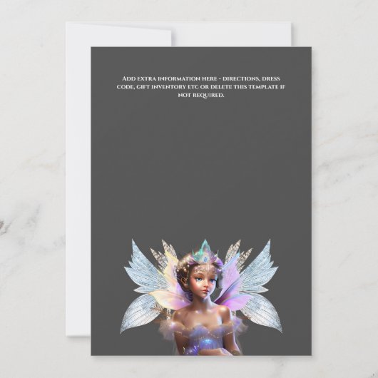 Fairy Eis Prinzessin Rosa Glitzer Flügel magische Einladung (Rückseite)