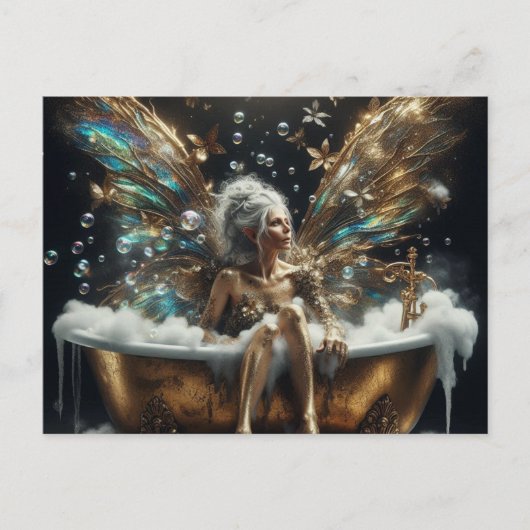 Fairy Elder Woman im Bubblebad Postkarte (Vorderseite)