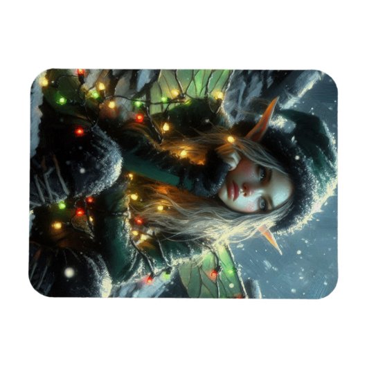 Fairy Elf mit Weihnachtslicht Magnet (Horizontal)