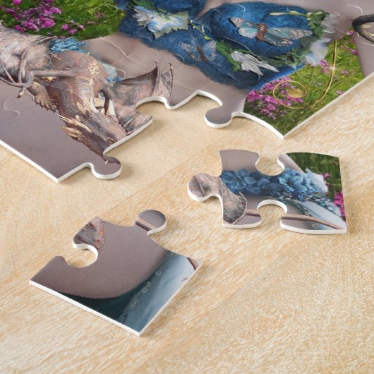 Fairy Elf und Baby Dragons Niedliche Landschaft Puzzle (Seite)