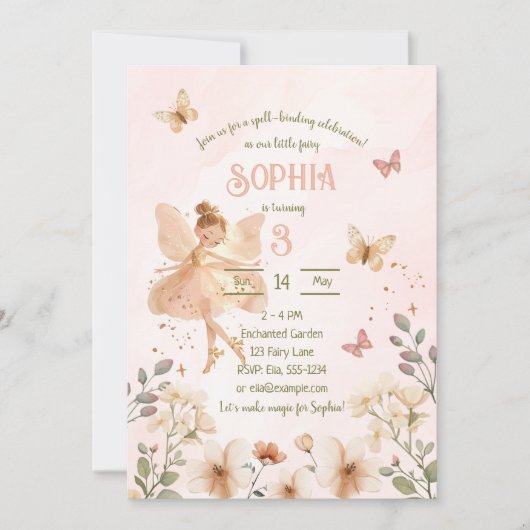 Fairy Enchanted Forest Birthday Einladungskarte Einladung (Vorderseite)