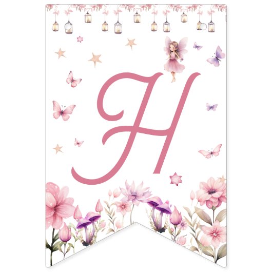 Fairy Enchanted Forest Birthday Party Wimpelkette (Zweite Fahne)