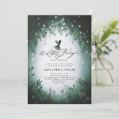 Fairy Enchanted Forest Emerald Baby Girl Shower Einladung (Stehend Vorderseite)