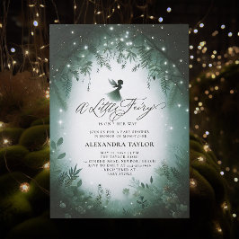 Fairy Enchanted Forest Emerald Baby Girl Shower Einladung