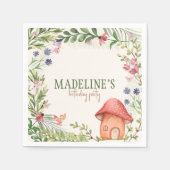 Fairy Enchanted Forest Mushroom Greenery Bloral Serviette (Vorderseite)