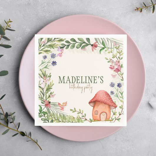 Fairy Enchanted Forest Mushroom Greenery Bloral Serviette