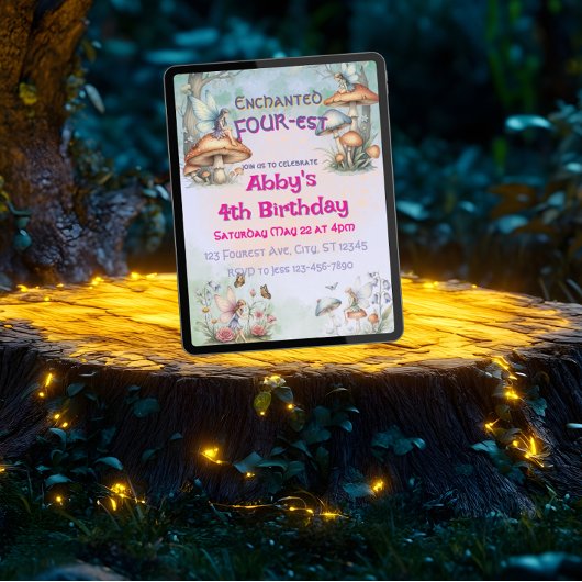 Fairy Enchanted Four-est-Geburtstag Einladung