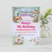 Fairy Enchanted Four-est-Geburtstag Einladung (Stehend Vorderseite)