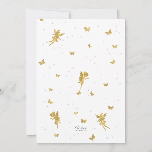 Fairy Enchanted Party, Garden Blume Mädchen Geburt Einladung (Rückseite)