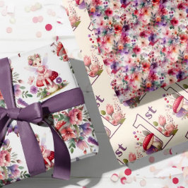 Fairy Erster Geburtstag Bezauberter Wasserfarben G Geschenkpapier Set