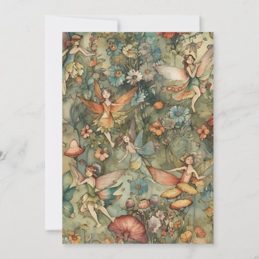 Fairy Erster Geburtstag verzauberter Wald Einladung (Rückseite)