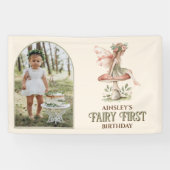 Fairy Erstes Personalisiertes Foto Rosa 1. Geburts Banner (Horizontal)