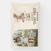 Fairy Erstes Personalisiertes Foto Rosa 1. Geburts Banner (Vertikal)