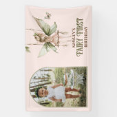 Fairy Erstes Personalisiertes Foto Rosa 1. Geburts Banner (Vertikal)