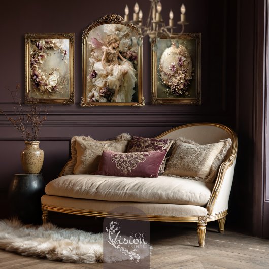 Fairy Ethereal Floral Dusty Plum Eggshell Beige Seidenpapier