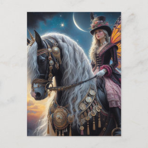 Fairy fährt ein Sinti und Roma Vanner Pferd Postkarte