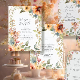 Fairy Fall Floral Daisy Baby Girl Diaper Raffle Begleitkarte