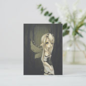Fairy Fantasy Art Postcard grün Postkarte (Stehend Vorderseite)