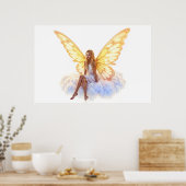 Fairy Fantasy blonde Girl Cloud sitzt magisch Poster (Küche)
