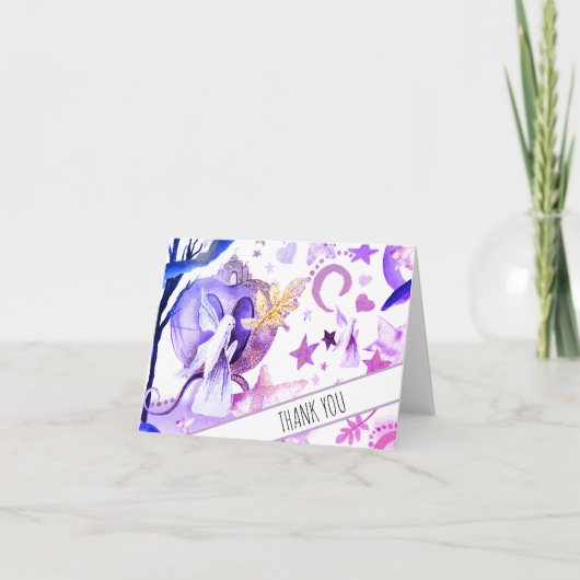 *~* Fairy Fantasy Castle Babydusche Vielen Dank Dankeskarte (Vorderseite)