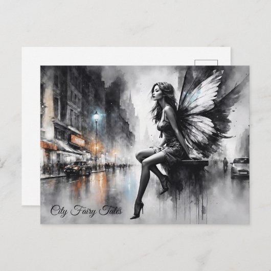 Fairy Fantasy regnerische Nachtstraßen träumen Wel Postkarte (Vorne/Hinten)
