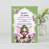 Fairy Fantasy whimsical pixie Prinzessin grün mädc Einladung (Stehend Vorderseite)