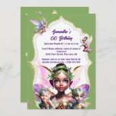 Fairy Fantasy whimsical pixie Prinzessin grün mädc Einladung (Vorne/Hinten)