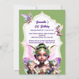 Fairy Fantasy whimsical pixie Prinzessin grün mädc Einladung
