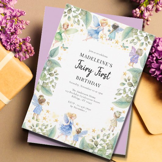 Fairy First 1. Geburtstag Magischer Garten Einladung