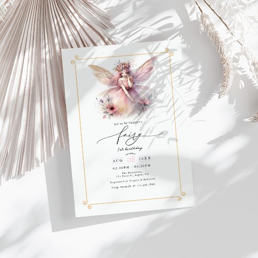 Fairy First 1. Geburtstag Party Einladung