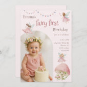 Fairy First 1st Birthday Enchanted Magical Einladung (Vorne/Hinten)