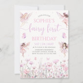 Fairy First 1st Birthday Party Invitation Einladung (Vorderseite)