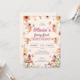 Fairy First Birthday 1. Geburtstag Einladung
