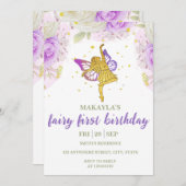 Fairy First Birthday Blume Aquarellfarben-Pilz Einladung (Vorne/Hinten)