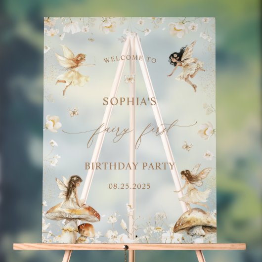 Fairy First Birthday Boho Begrüßung Akryllisches Z Acrylschild (Neutral)