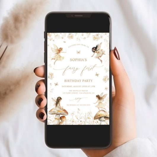 Fairy First Birthday Boho Einladung